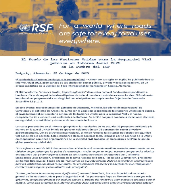 UNRSF Launch of 2022 Annual Report - Spanish Press Release