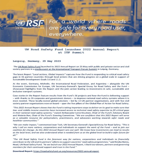 UNRSF Launch of 2022 Annual Report - Press Release