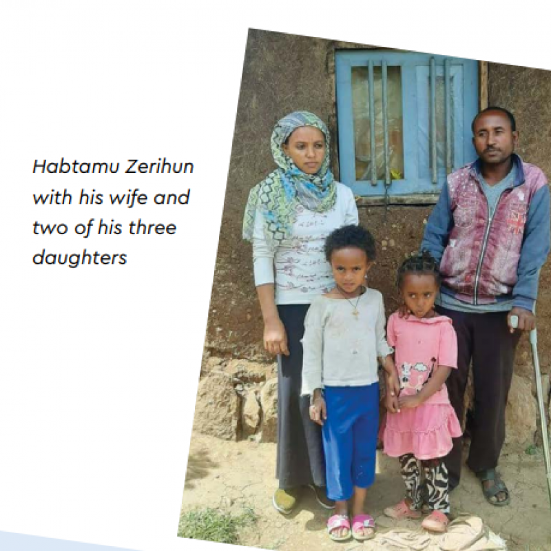 Habtamu Zerihun with his wife and two of his three daughters
