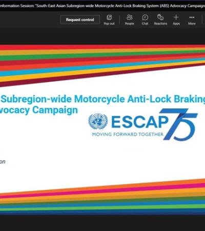 Project partners and stakeholders from UNECE, UNESCAP, UNRSF, MIROS, TZF, FIA Foundation and relevant government shared insights on how the new UNRSF project can benefit ASEAN countries by promoting enforcement of motorcycle ABS. 